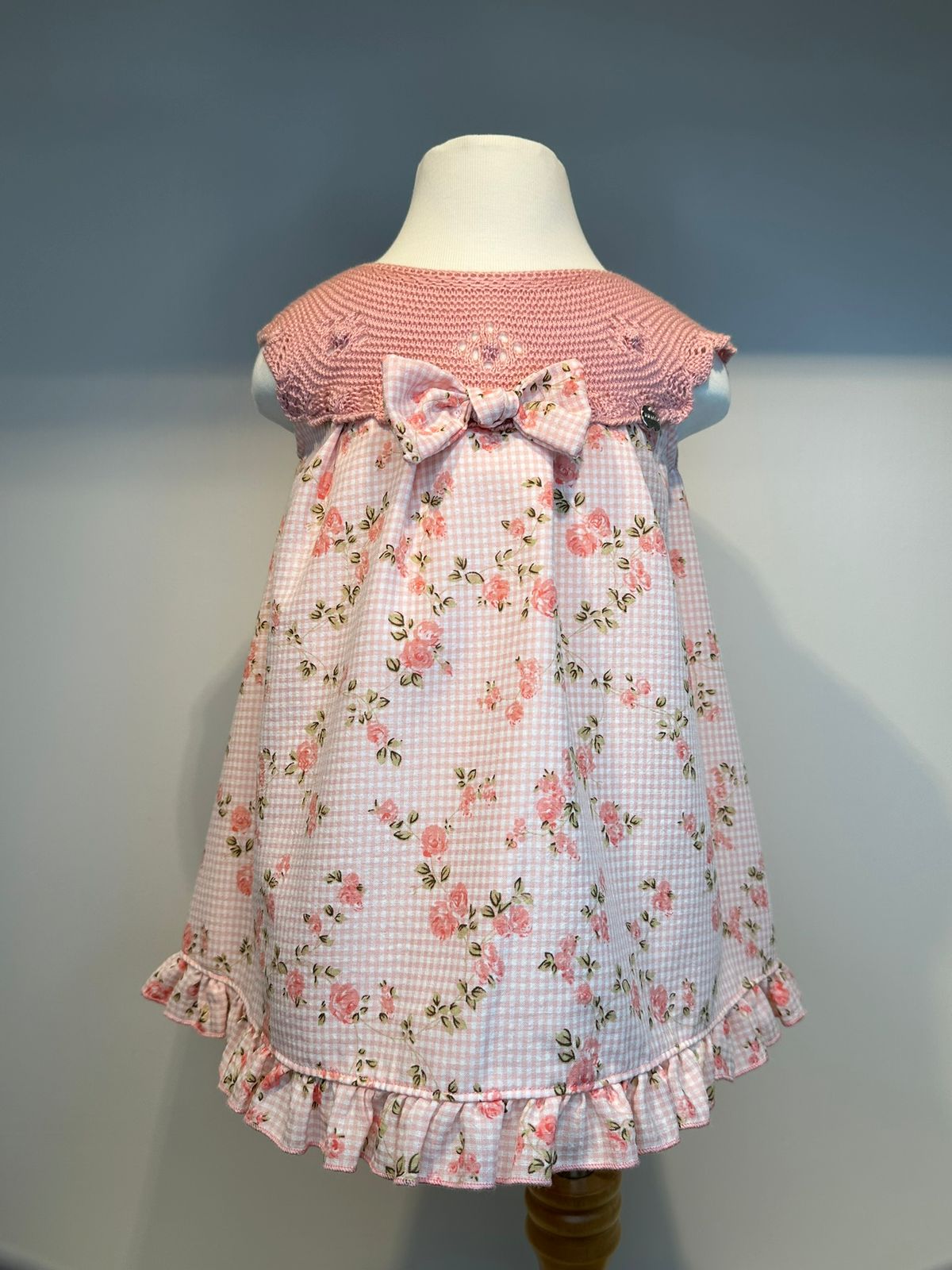 Vestido cuadros rosa emp