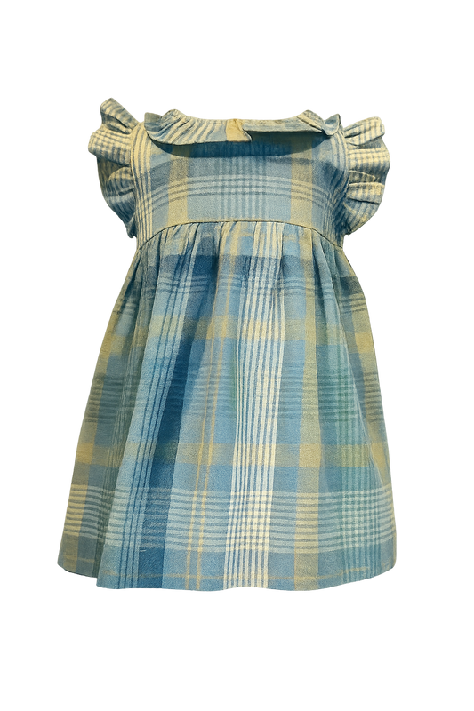 Vestido cuadros verde y azul
