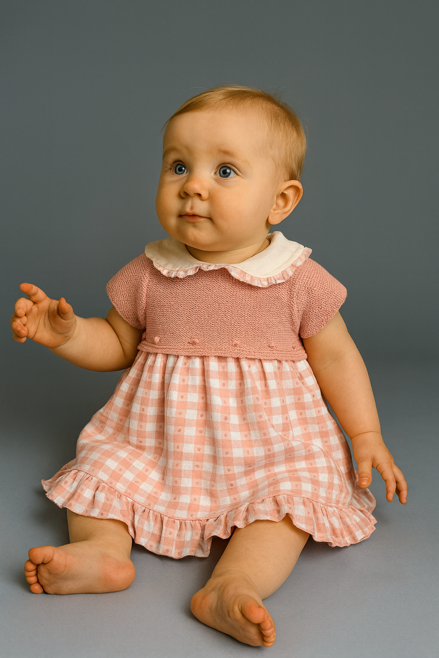 Vestido Plumeti cuadros rosas