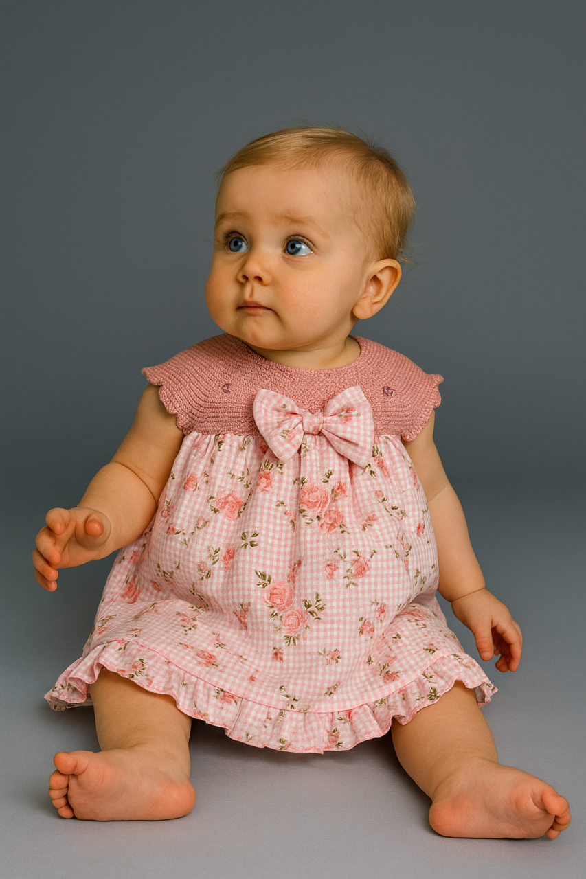 Vestido cuadros rosa emp