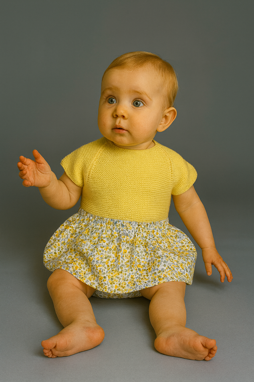 Set falda flores y top amarillo