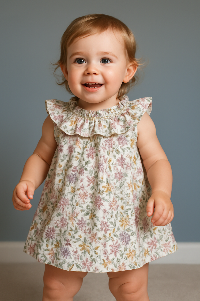 Vestido Jesusin blanco flores