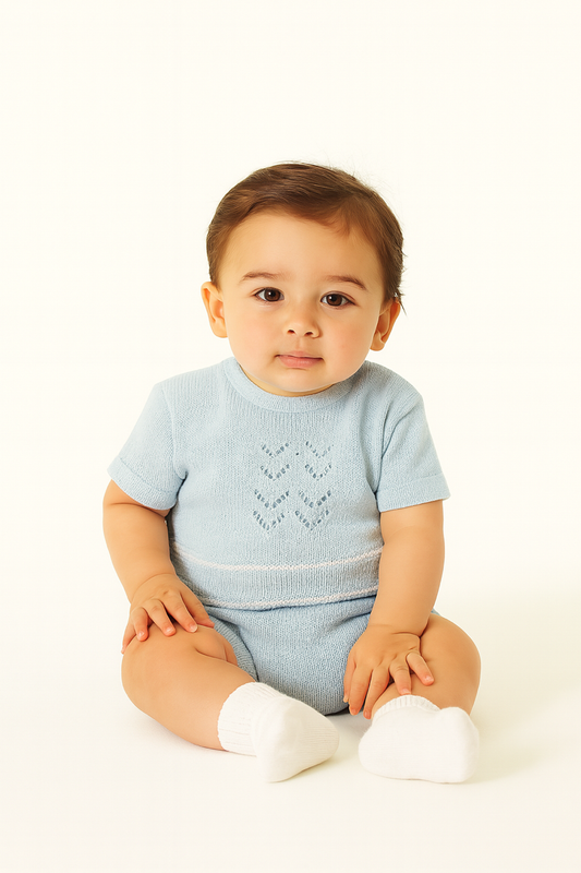 Conjunto tejido azul cielo