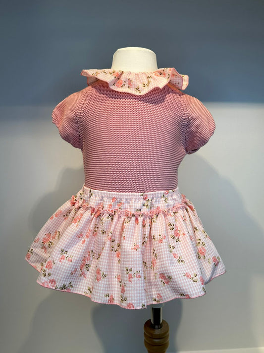 Set falda cuadros empolvado