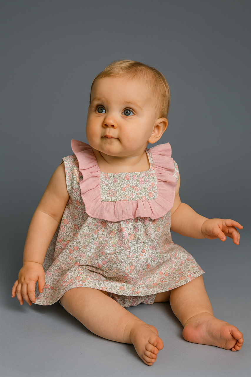 Vestido Jesusin flor chiquita rosa pas