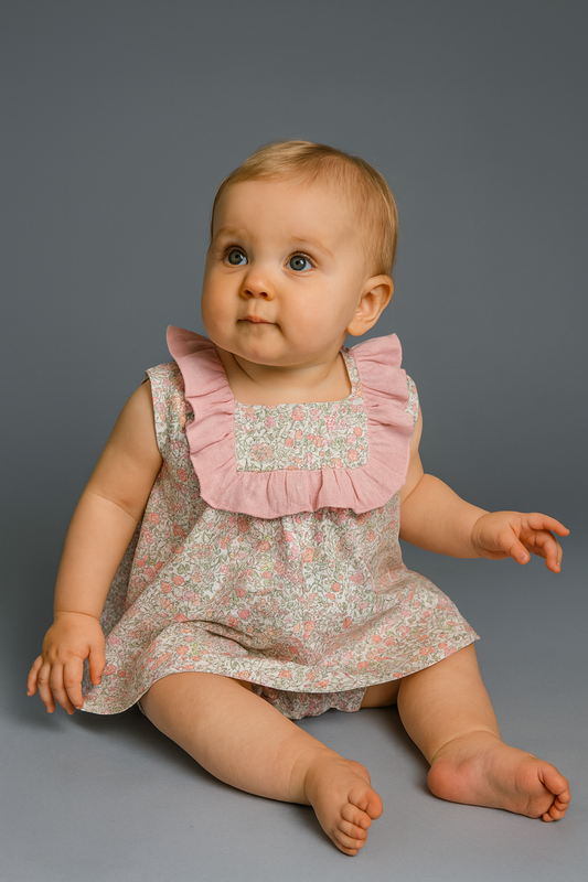 Vestido Jesusin flor chiquita rosa pas