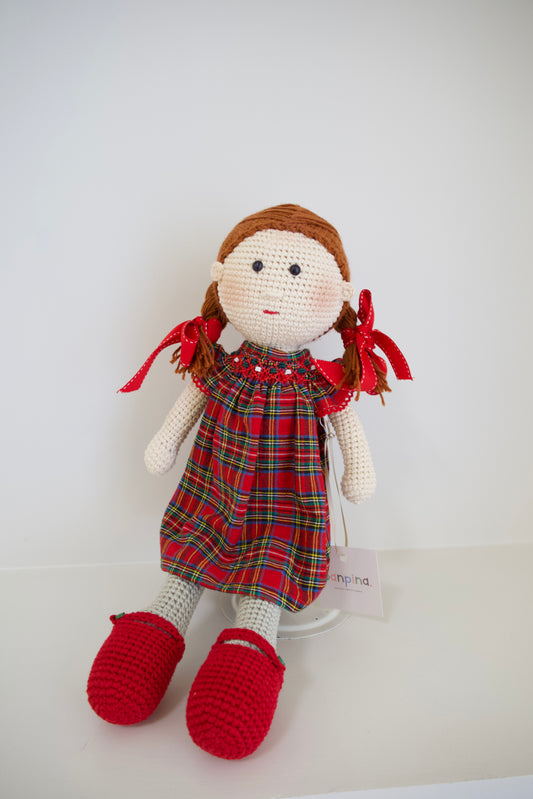 Muñequita tejida - vestido navideño