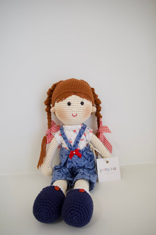 Muñequita tejida - overall azul